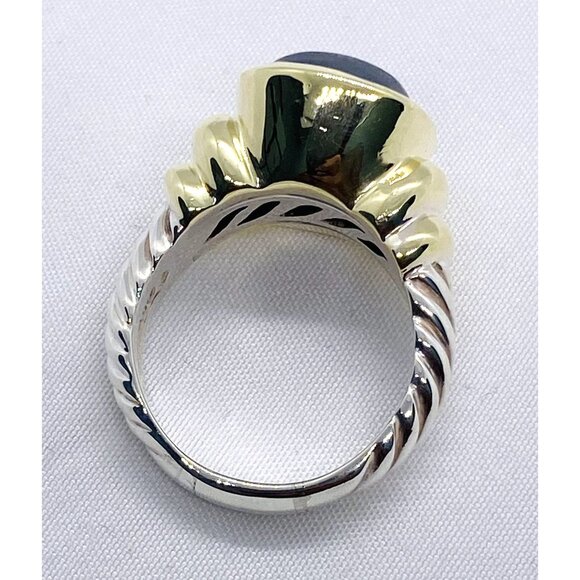 David Yurman 14K Gold & Sterling Silver Noblesse Hematite Ring READ - Picture 10 of 10